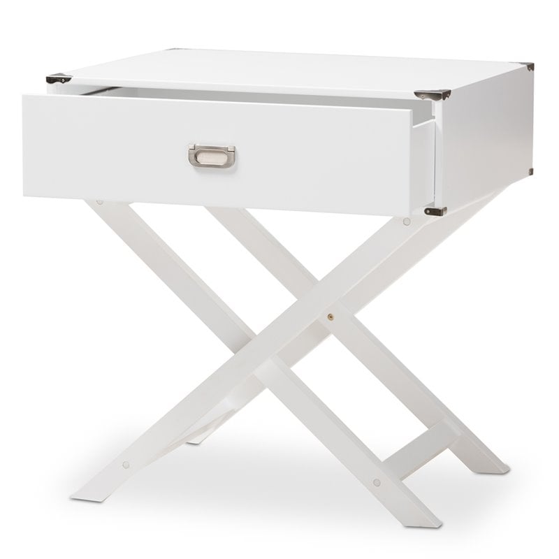 Baxton Studio Curtice White 1-Drawer Wooden End Table