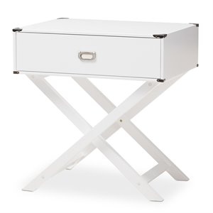 Baxton Studio Curtice White 1-Drawer Wooden End Table