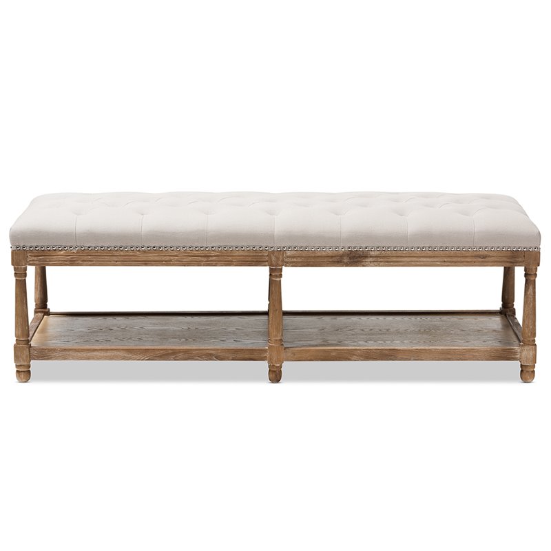 Baxton Studio Celeste Button Tufted Bedroom Bench In Beige And Oak