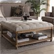 Baxton Studio Carlotta Square Coffee Table Ottoman in Beige and Oak