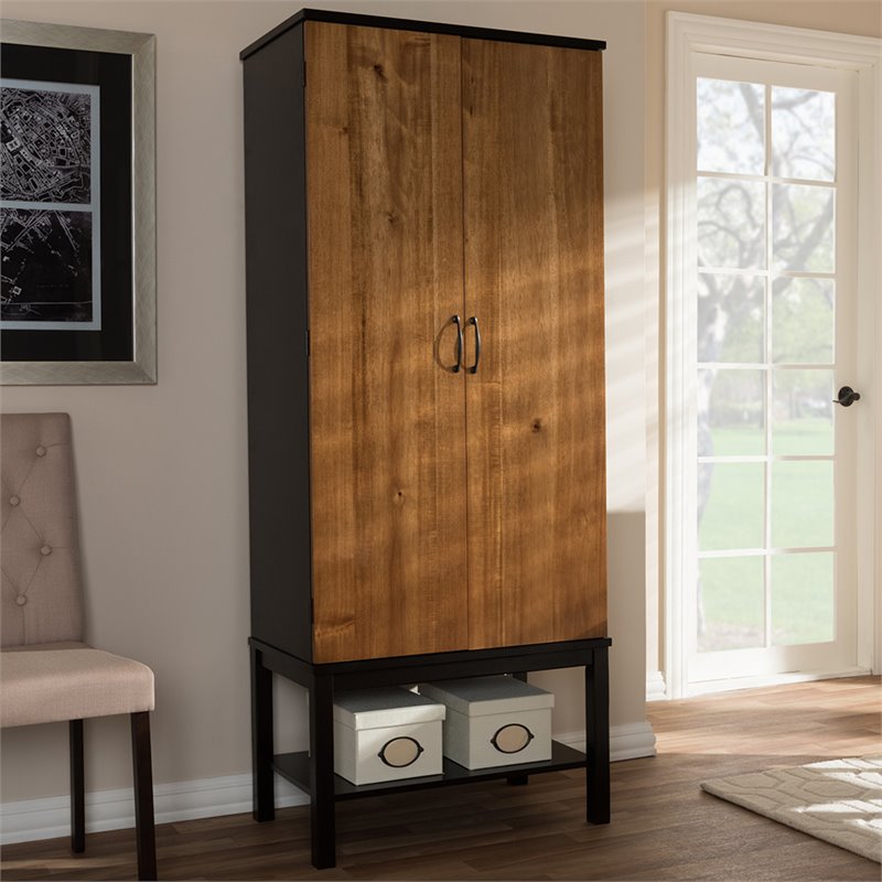 Baxton Studio Marya Home Bar Cabinet in Walnut and Wenge Brown