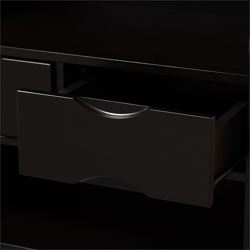 Baxton Studio Marya Home Bar Cabinet in Walnut and Wenge Brown