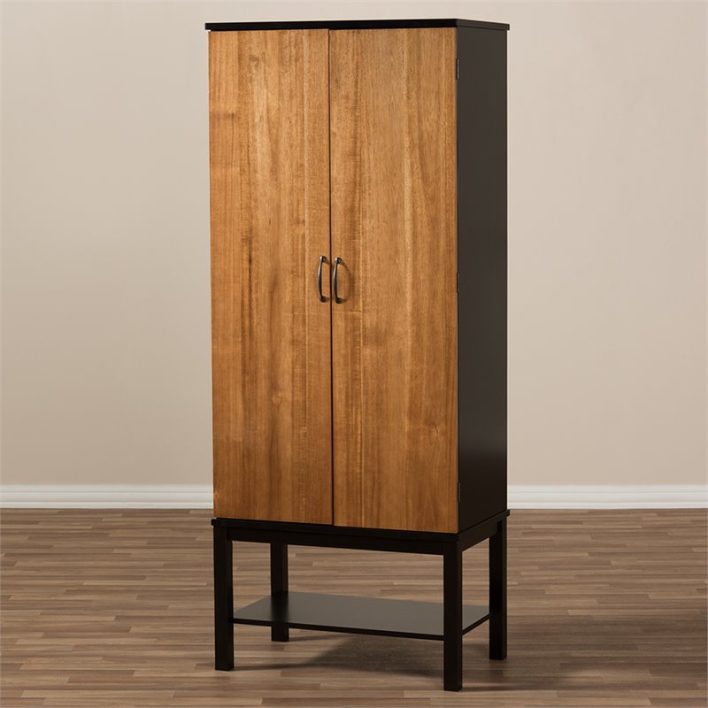 Baxton Studio Marya Home Bar Cabinet in Walnut and Wenge Brown