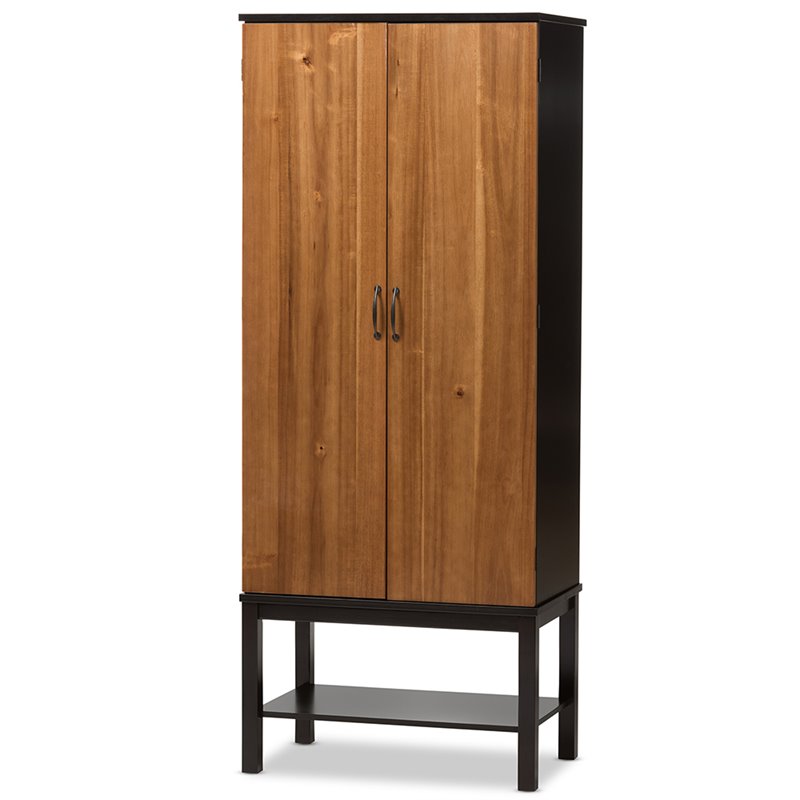 Baxton Studio Marya Home Bar Cabinet in Walnut and Wenge Brown