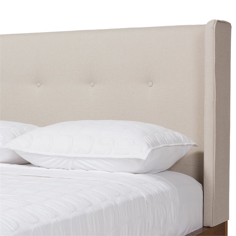 Baxton Studio Brooklyn Upholstered Queen Platform Bed in Light Beige