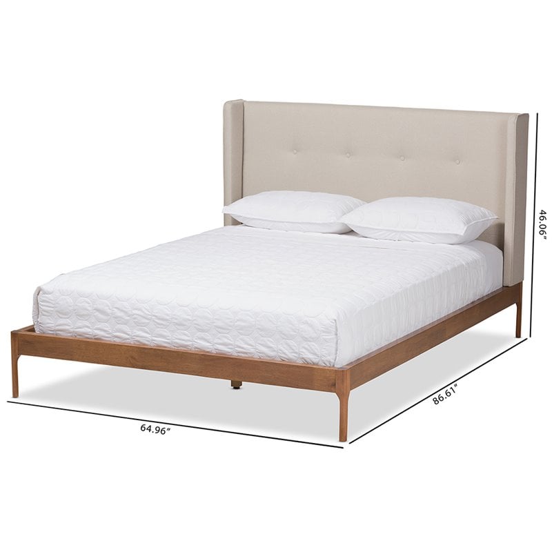 Baxton Studio Brooklyn Upholstered Queen Platform Bed in Light Beige