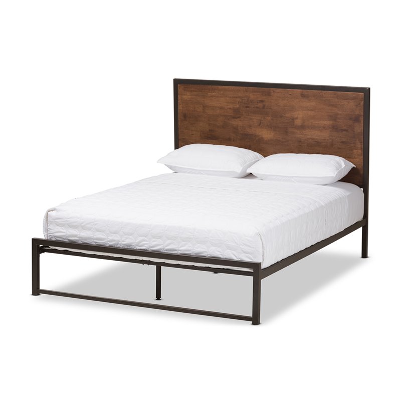 Baxton Studio Santa Queen Panel Platform Bed In Brown And Black