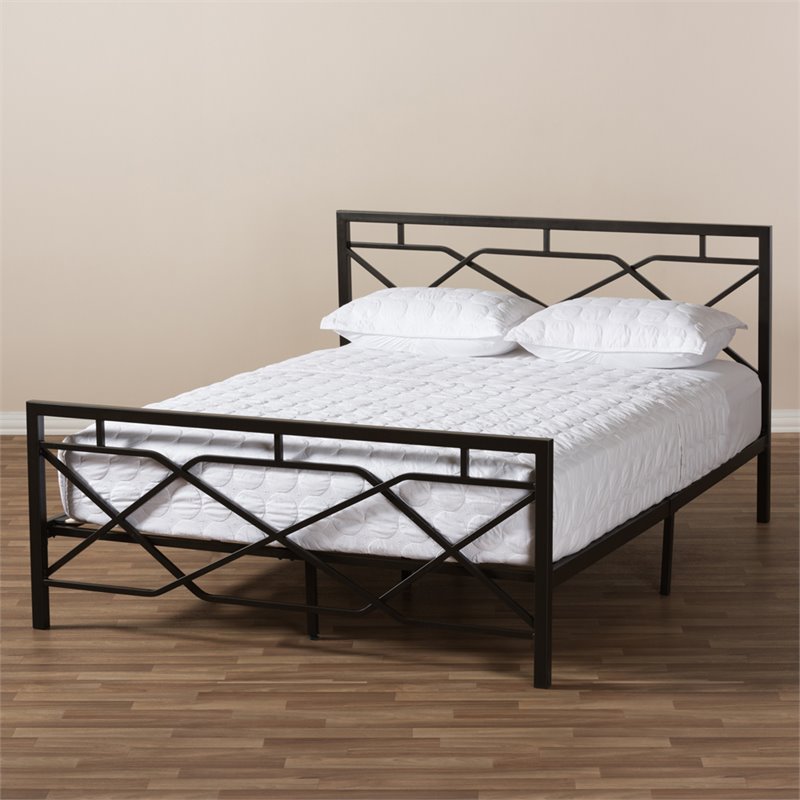 Baxton Studio Shelton Full Metal Bed in Black