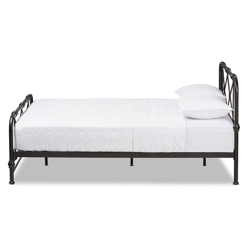 Baxton Studio Beatrice Queen Metal Bed in Black
