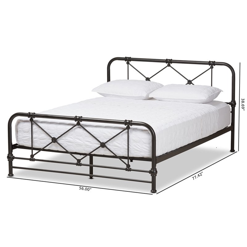 Baxton Studio Beatrice Queen Metal Bed in Black