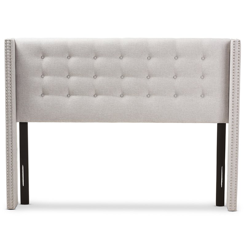 Baxton Studio Ginaro Queen Winged Panel Headboard in Grayish Beige