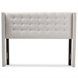 Baxton Studio Ginaro Queen Winged Panel Headboard in Grayish Beige