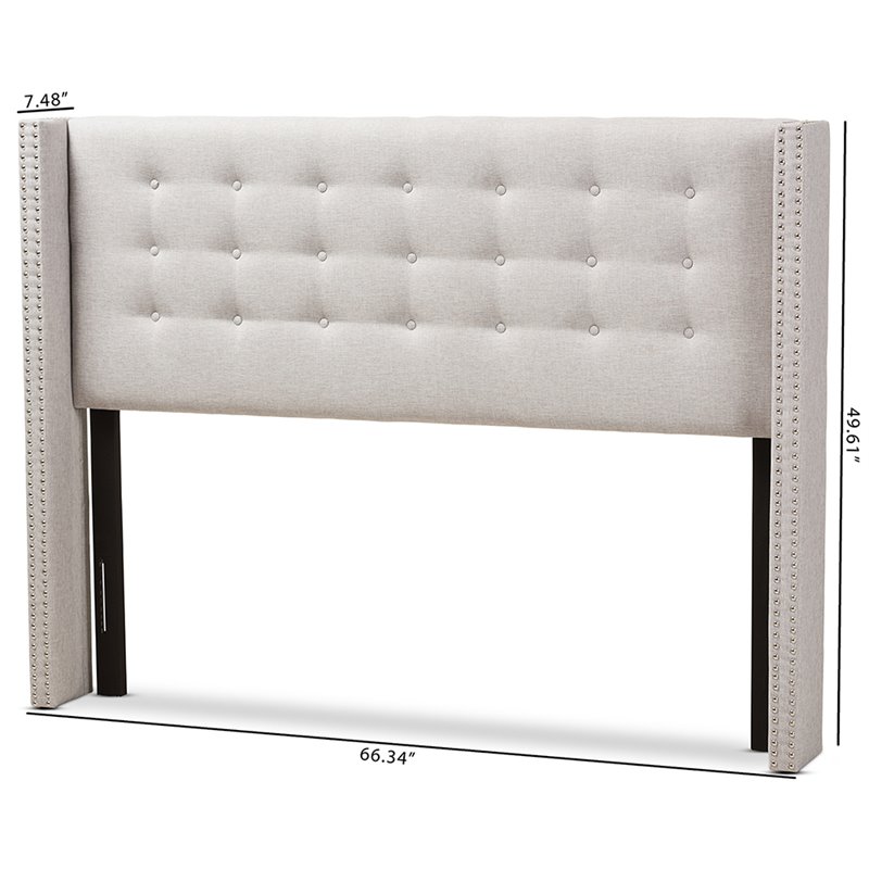 Baxton Studio Ginaro Queen Winged Panel Headboard in Grayish Beige