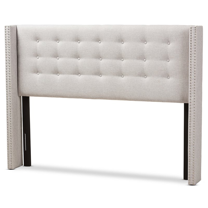 Baxton Studio Ginaro Queen Winged Panel Headboard in Grayish Beige
