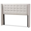 Baxton Studio Ginaro Queen Winged Panel Headboard in Grayish Beige