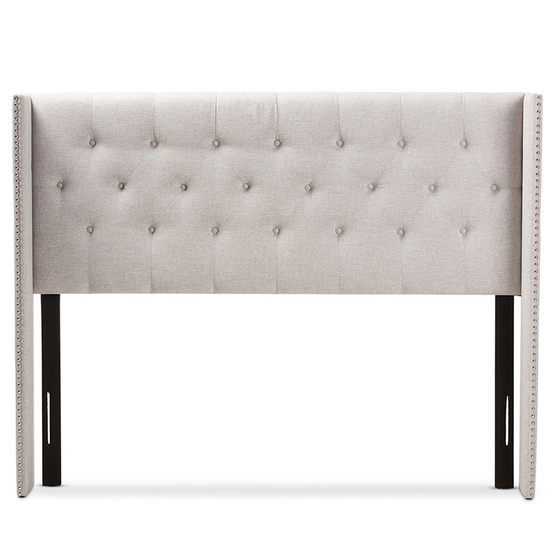 Baxton Studio Ally King Winged Panel Headboard in Grayish Beige
