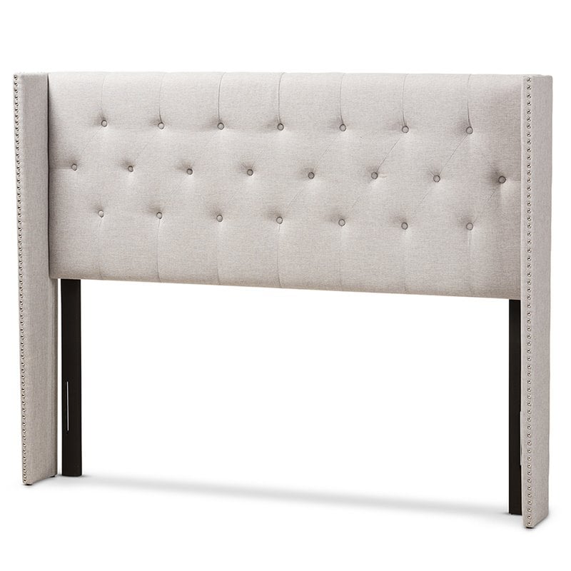 Baxton Studio Ally King Winged Panel Headboard in Grayish Beige