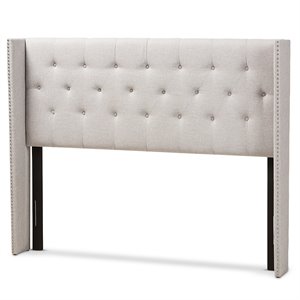baxton studio ally king winged panel headboard in grayish beige