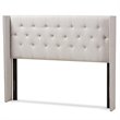Baxton Studio Ally King Winged Panel Headboard in Grayish Beige