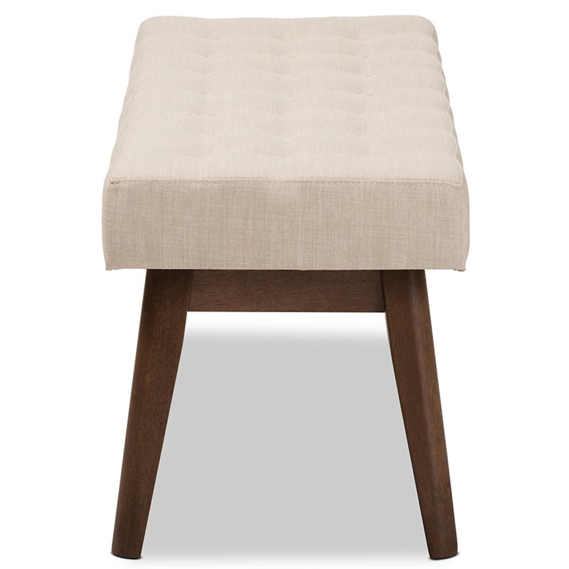 Baxton Studio Elia Button Tufted Bedroom Bench in Beige