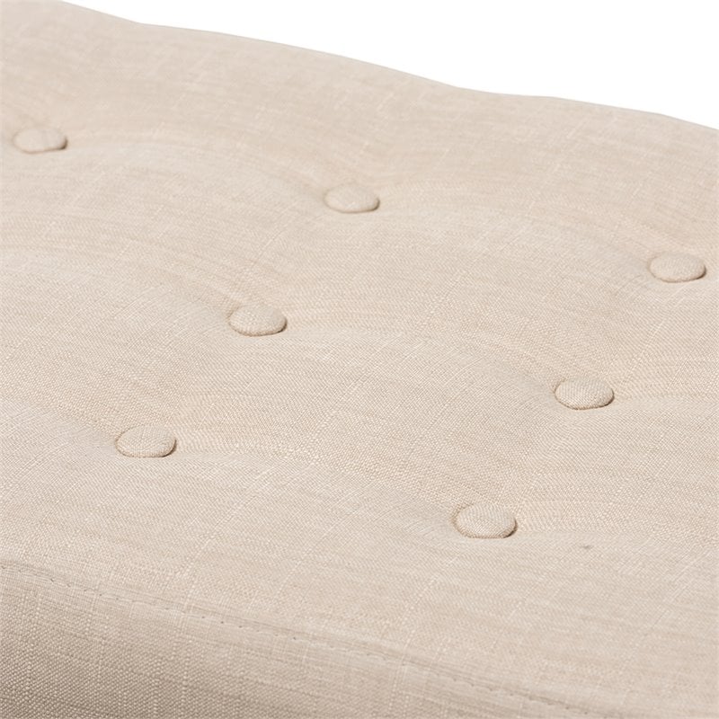Baxton Studio Elia Button Tufted Bedroom Bench in Beige