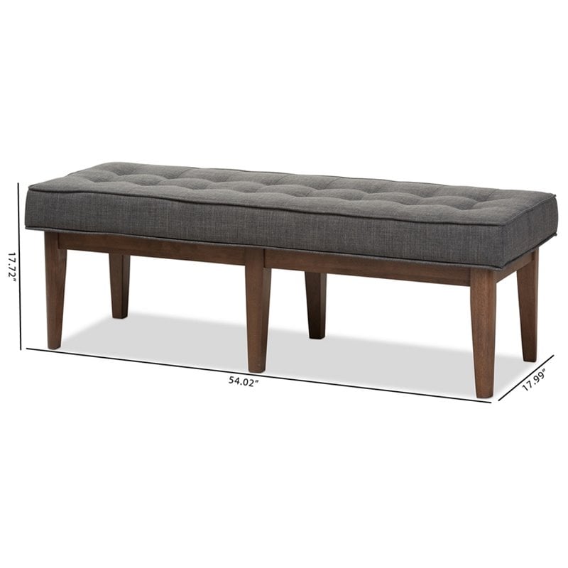 Baxton Studio Lucca Button Tufted Dining Bench in Dark Gray
