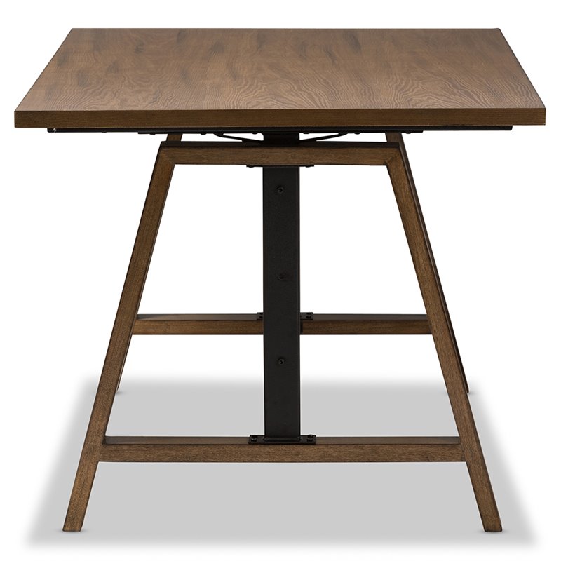 Baxton Studio Nico Adjustable Height Writing Desk in Brown and Black