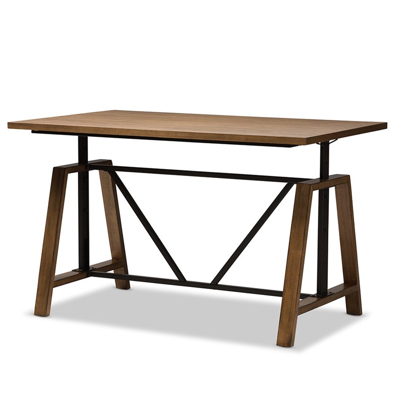 Baxton Studio Nico Adjustable Height Writing Desk in Brown and Black