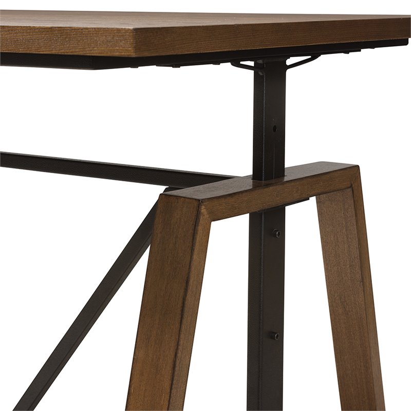 Baxton Studio Nico Adjustable Height Writing Desk in Brown and Black Cymax Business
