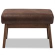 Baxton Studio Bianca Faux Leather Ottoman in Brown and Walnut Brown