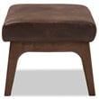 Baxton Studio Bianca Faux Leather Ottoman in Brown and Walnut Brown
