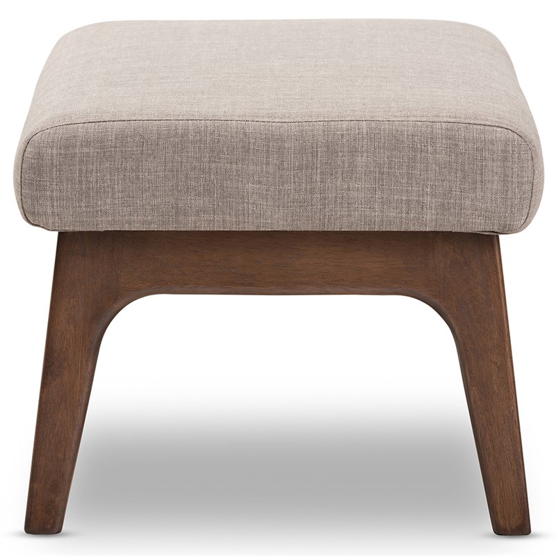 Baxton Studio Bianca Fabric Ottoman in Light Gray and Walnut Brown