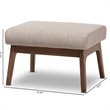 Baxton Studio Bianca Fabric Ottoman in Light Gray and Walnut Brown