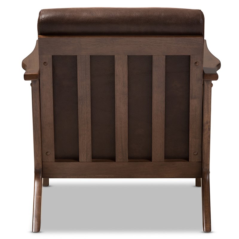 Baxton Studio Bianca Faux Leather Accent Arm Chair in Brown and Brown