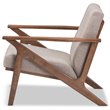 Baxton Studio Bianca Tufted Accent Arm Chair in Gray and Walnut Brown