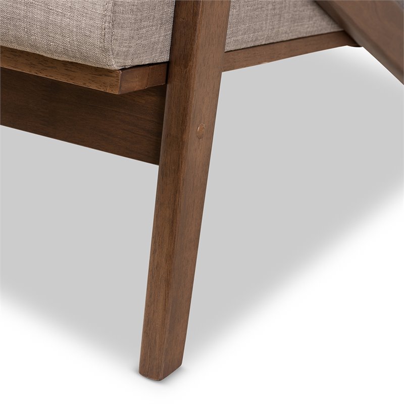 Baxton Studio Bianca Tufted Accent Arm Chair in Gray and Walnut Brown