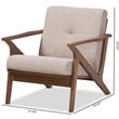 Baxton Studio Bianca Tufted Accent Arm Chair in Gray and Walnut Brown