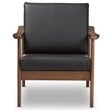 Baxton Studio Venza Faux Leather Accent Arm Chair in Black and Brown