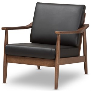 baxton studio venza faux leather accent arm chair in black and brown