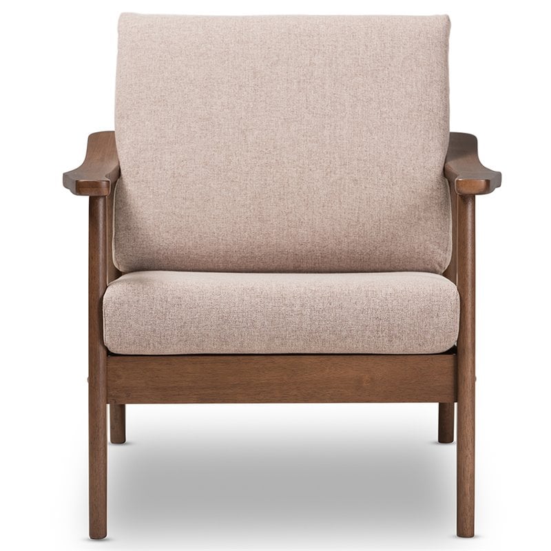 Baxton Studio Venza Accent Arm Chair in Light Brown and Walnut Brown