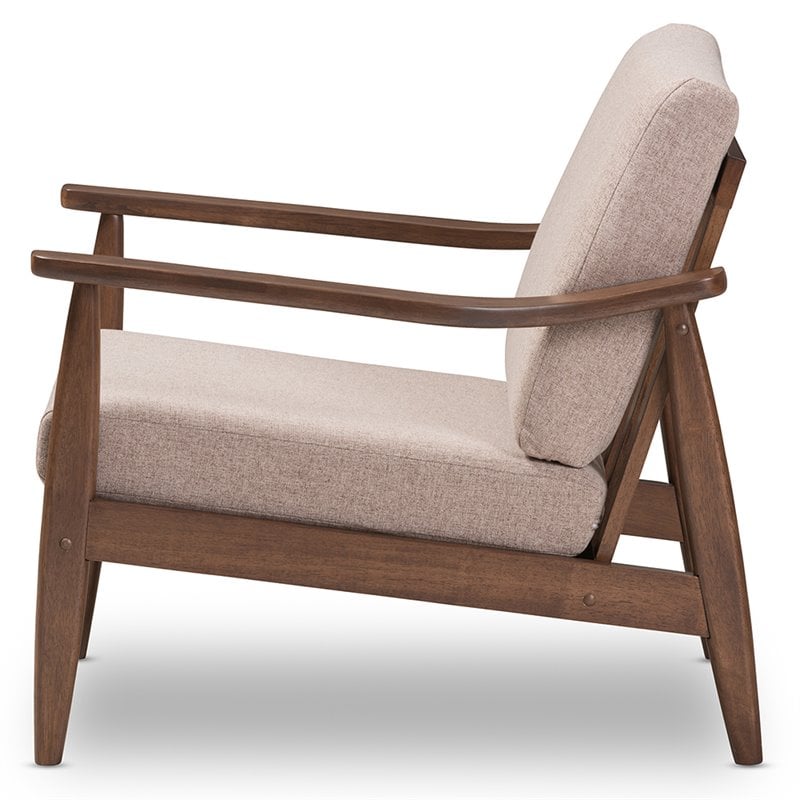 Baxton Studio Venza Accent Arm Chair in Light Brown and Walnut Brown