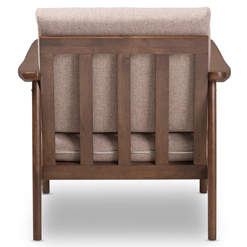 Baxton Studio Venza Accent Arm Chair in Light Brown and Walnut Brown