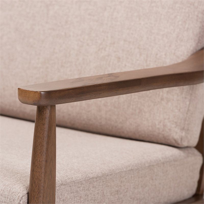 Baxton Studio Venza Accent Arm Chair in Light Brown and Walnut Brown