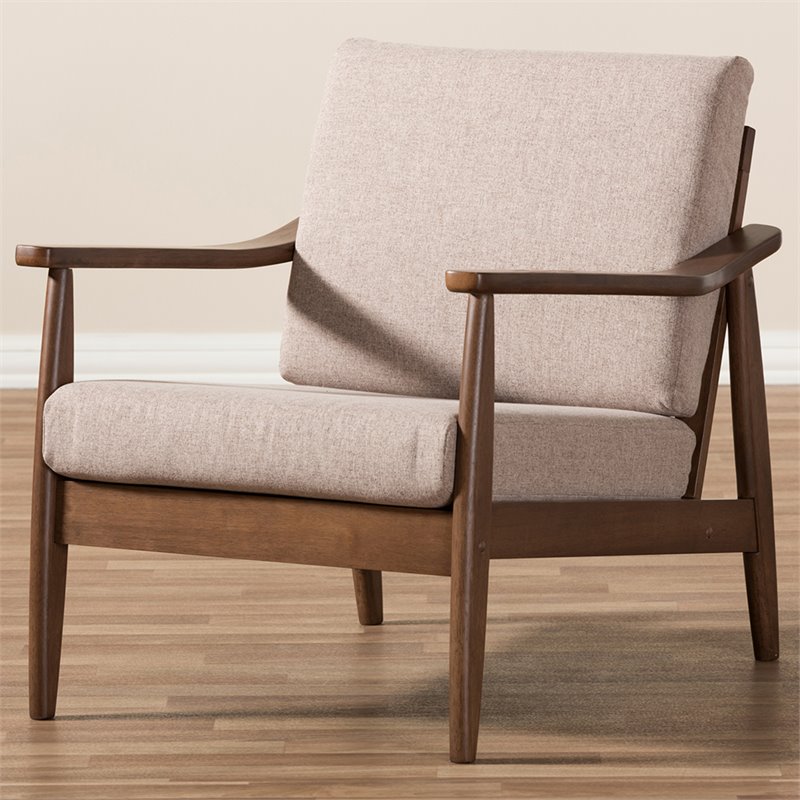Baxton Studio Venza Accent Arm Chair in Light Brown and Walnut Brown