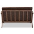 Baxton Studio Bianca Faux Leather Loveseat in Brown and Walnut Brown