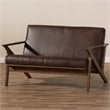 Baxton Studio Bianca Faux Leather Loveseat in Brown and Walnut Brown