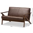 Baxton Studio Bianca Faux Leather Loveseat in Brown and Walnut Brown