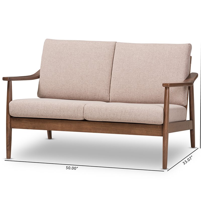 Baxton Studio Venza Loveseat in Light Brown and Walnut Brown