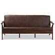 Baxton Studio Bianca Faux Leather Sofa in Dark Brown and Walnut Brown