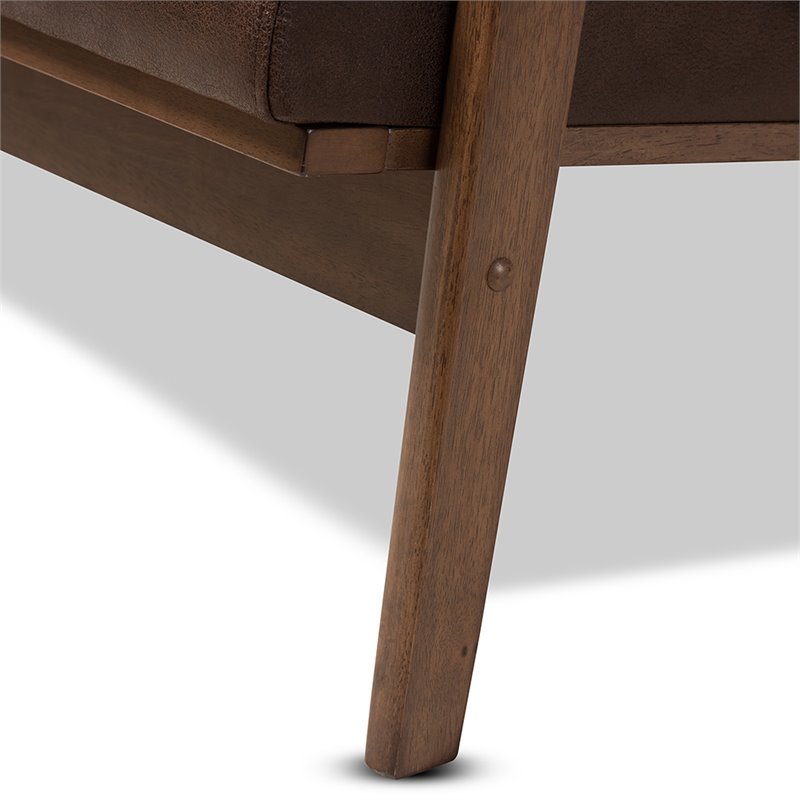 Baxton Studio Bianca Faux Leather Sofa in Dark Brown and Walnut Brown